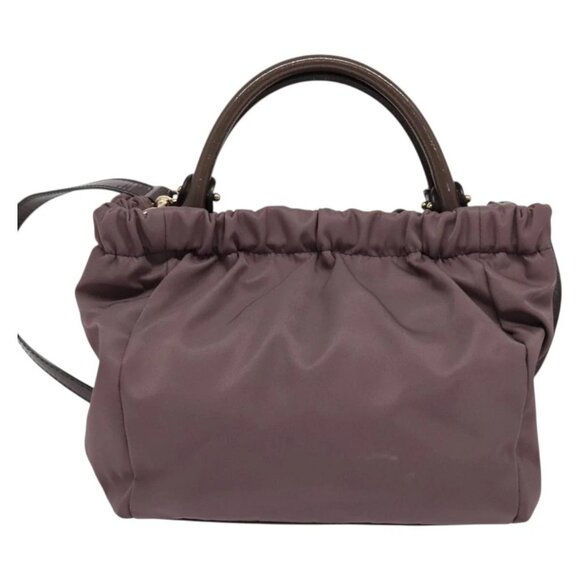 Salvatore Ferragamo Vala Hand Bag Nylon Enamel 2way Purple Silver Auth 138874 - Picture 7 of 16